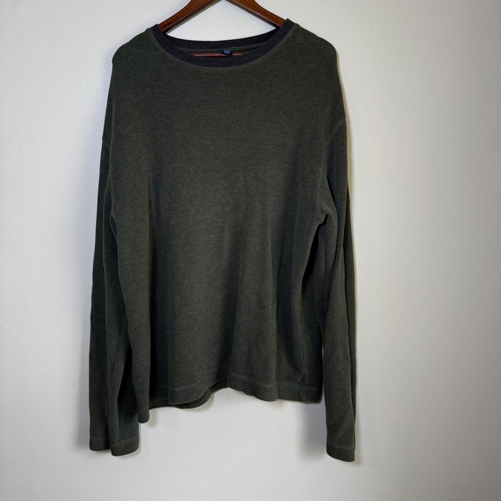 Vintage Gap Waffle Knit Thermal Long Sleeve Shirt Size XXL Olive Green